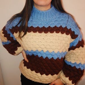 Mock-Neck Striped Sweater